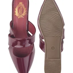 Shoetopia Solid Slip On Mules - Red image 5