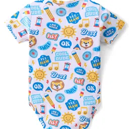 Babyhug 100% Cotton Knit  Half Sleeves Onesies Striped & Text Print Pack of 3 - Multicolour image 5