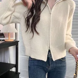 StyleCast Women Solid Mock Collar Long Sleeve Cardigan image 1
