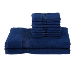 kopa BIANCA Set Of 10 Navy Blue Solid Cotton 380 GSM Super-Soft Towel Set image 2