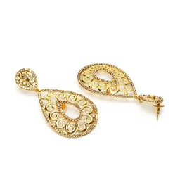 ANIKAS CREATION Gold-Toned Contemporary Drop Earrings image 3