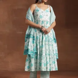 Libas Blue Floral Kurta Bottom Dupatta Set-picture-17