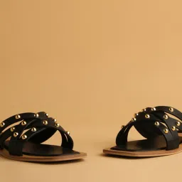 Eridani Women's Dory Black Cross Strap Sandals image 4