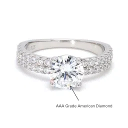 ornate jewels 92.5 Pure Sterling Silver AAA Grade American Diamonds Solitaire Ring for Women & Girls image 4