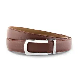 Halden Brown Vellano Formal Belt With Classic Silver Glossy Buckle-image-0