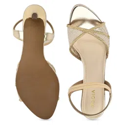 Rocia by Regal Women's Golden Ankle Strap Stilettos image 4