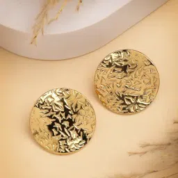 NVR Gold Plated Circular Shape Stud Earrings-image-92