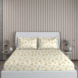 Boutique Living Regent Park Floral Yellow 200 TC Cotton Blend King Bed Sheet with 2 Pillow Covers-picture-27
