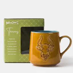 Fabindia Rashi Yellow Ceramic Taurus Coffee Mug (330 ML) image 4