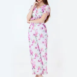 Zink London White & Pink Floral Print Co-Ord Set image 4