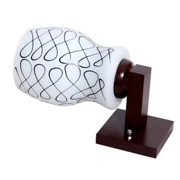 KINIS Brown & White Printed Wood Quirky Cylinder Shaped Wall Lamp image 4