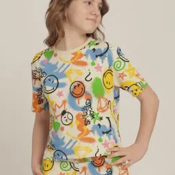 VERO MODA GIRL Egret Cotton Printed T-Shirt image 1