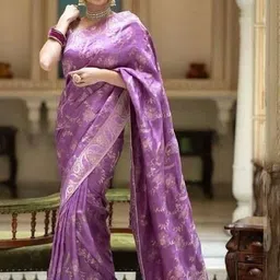 TheWonderWorld Ethnic Motifs Woven Design Zari Banarasi Saree with Unstitched Blouse image 2