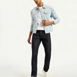 Levi's Navy Cotton Slim Fit Solid Jeans image 4