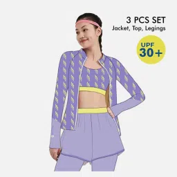 Little Surprise Box Kids Purple Printed Full Sleeves Top Set image 4