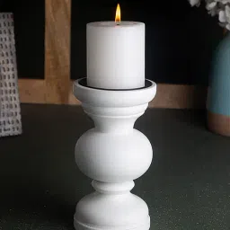 ellementry Baronial White Wooden Candle Holder - Set of 1-picture-28