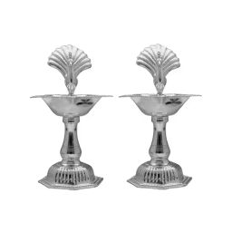 Sri Jagdamba Pearls 0.8 Silver Samay Diya - Set of 2-picture-4