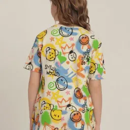 VERO MODA GIRL Egret Cotton Printed T-Shirt image 2