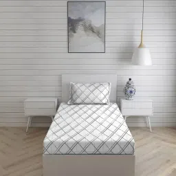 Layers Bologna Geometric Grey 146 TC Cotton Single Bed Sheet with 1 Pillow Cover-image-13