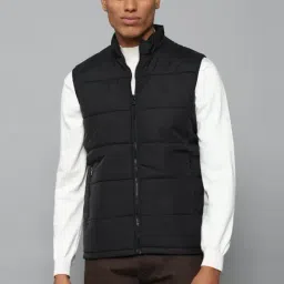 Allen Solly Black Cotton Regular Fit Quilted Jackets-image-6