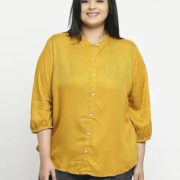 Style Quotient Plus Women Solid Mustard  Viscose Rayon Formal Shirt-picture-20