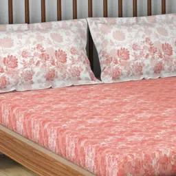 Spaces Cotton Floral Pink 132 TC Double Bedsheets image 4