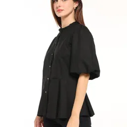 Cover Story Black Cotton Regular Fit Top image 3