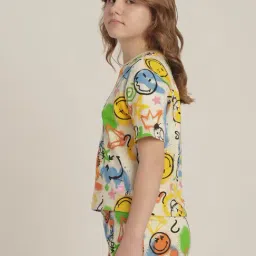 VERO MODA GIRL Egret Cotton Printed T-Shirt image 3