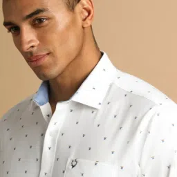 Allen Solly White Cotton Slim Fit Printed Shirt image 4