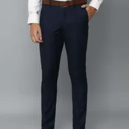 Louis Philippe Navy Blue Super Slim Fit Checks Trousers-image-98