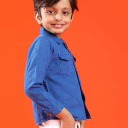 Tales & Stories Kids Royal Blue Cotton Regular Fit Full Sleeves Shacket image 3