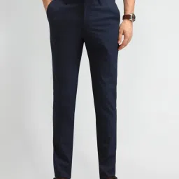 Arrow Blue Slim Fit Texture Trousers image 4