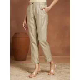 Fabindia Beige Viscose Silk Formal Kosi Pant image 3