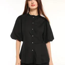 Cover Story Black Cotton Regular Fit Top-image-85