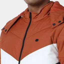 Peter England Orange Regular Fit Quilted Hooded Jacket image 4