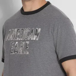 American Eagle Outfitters Grey Regular Fit Logo Printed T-Shirt image 4