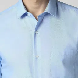 Peter England Blue Slim Fit Texture Shirt image 4