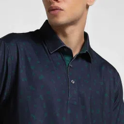 Puma Blue Regular Fit Printed Polo T-Shirts image 4