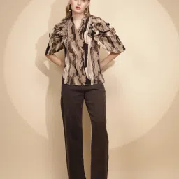 Global Republic Brown Abstract Print Top image 3