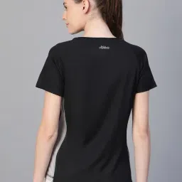 ATHLISIS Black Polyester Solid Sports T-Shirt image 2