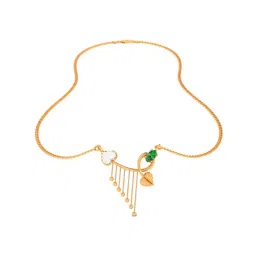 P.C. Chandra Jewellers 22k Yellow Gold Green Stone Leafy Necklace for Women & Girls image 4