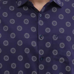 Allen Solly Navy Cotton Slim Fit Printed Shirt image 4