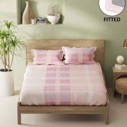 Bianca Aurellia Pink Cotton 144 TC 115 GSM King Fitted Bedsheet With 2 Pillow Covers-picture-27