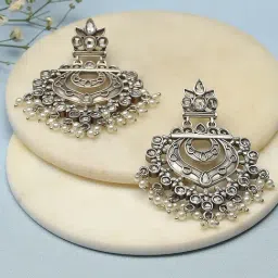 Biba Women White Brass Dangler Earrings-image-0