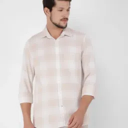 Crimsoune Club Cream Cotton Slim Fit Checks Shirt-picture-18