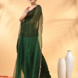 Charukriti Green Embellished Saree image 4