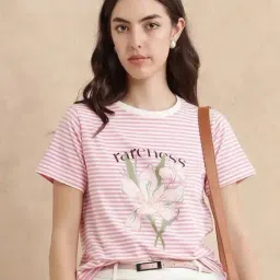 RAREISM Pink Cotton Blend Printed Short Sleeves T-Shirt-picture-13