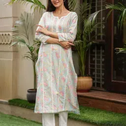 Gulabi Dori Light Blue Cotton Kurta With Lace-image-19
