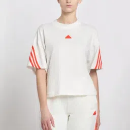 ADIDAS White Cotton Striped Sports T-Shirt-picture-15