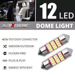 AllExtreme EXTSD1W 12 LED Universal Car Interior Super Bright Roof Light Reading Dome Bulb Lamp with Festoon Holder (6W, White, 1 Pc) image 3